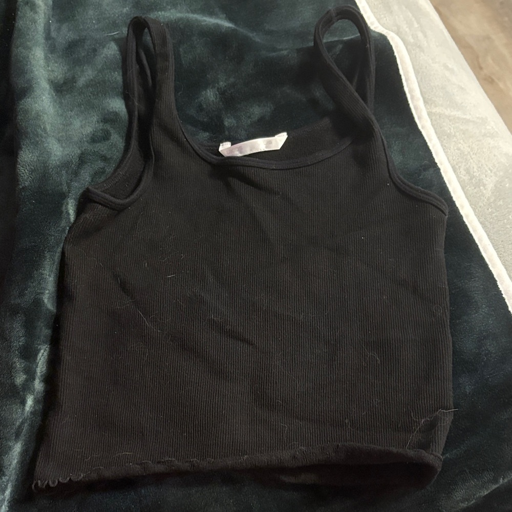 Black Ribbed Tank Top